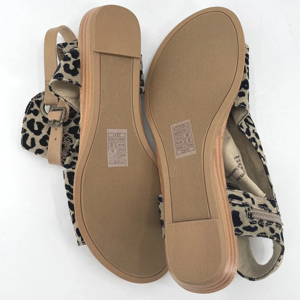 Blowfish Malibu Womens B130 Sandals Sz. 8 Leopard Print‎ Tan NWOT Buckle Zip